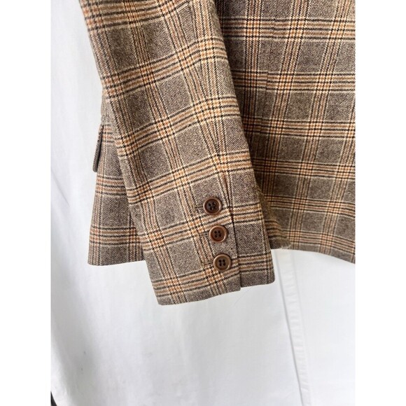 Theory Brown Plaid Wool Blend Blazer Jacket Size 4 Preppy Academia Office Work - Picture 4 of 8